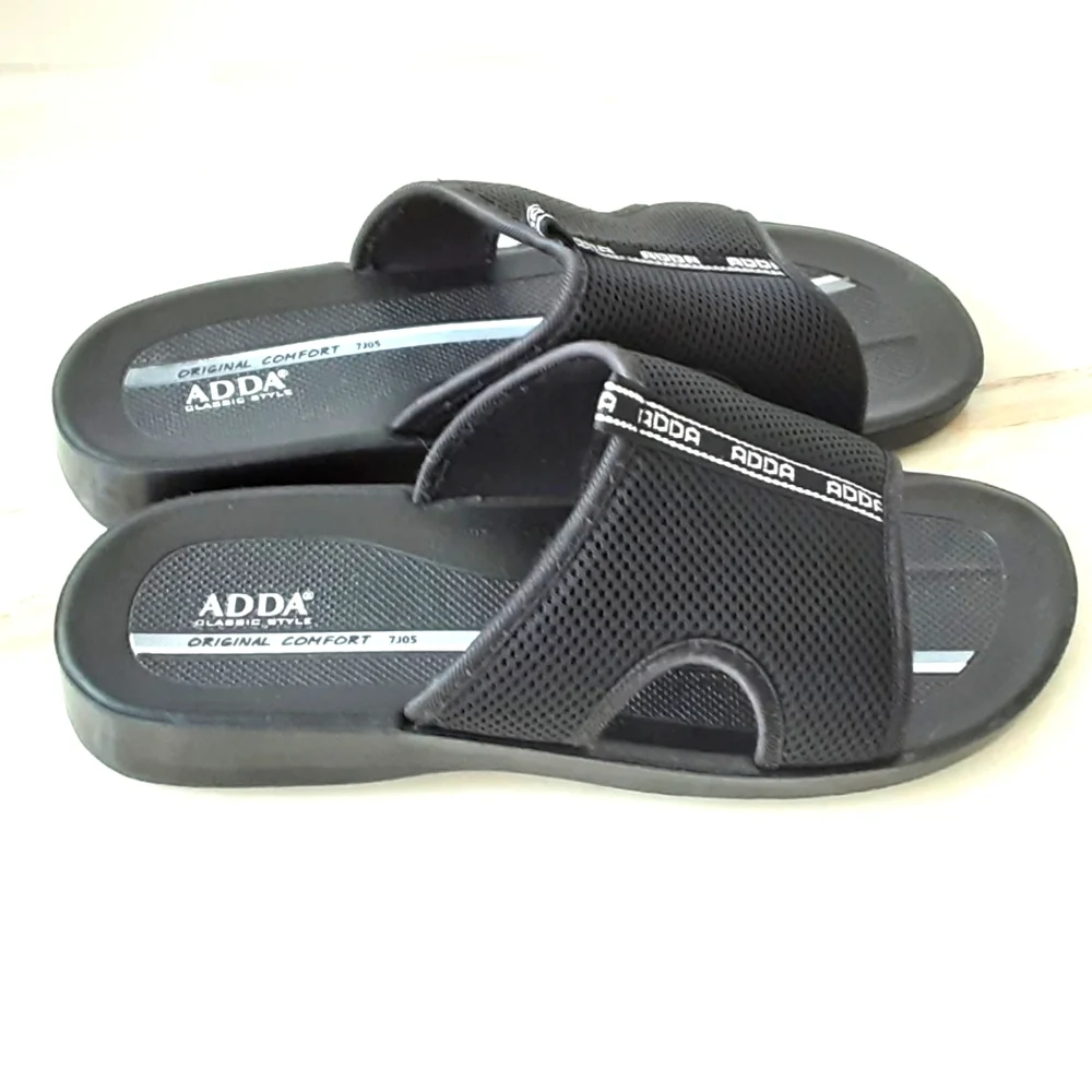 ADDA Original Comfort Mens Black Microfiber Leather Sandals Sz 11 (45) NWOT